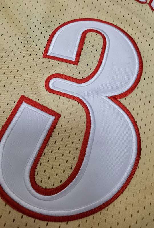 Philadelphia 76ers 1997/98 Gold #3 IVERSON Classics Basketball Jersey (Closely Stitched)