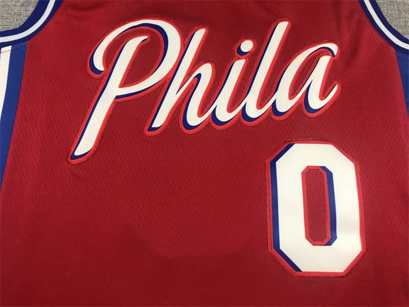 Philadelphia 76ers 21/22 Red #0 MAXEY AJ Basketball Jersey (Stitched)