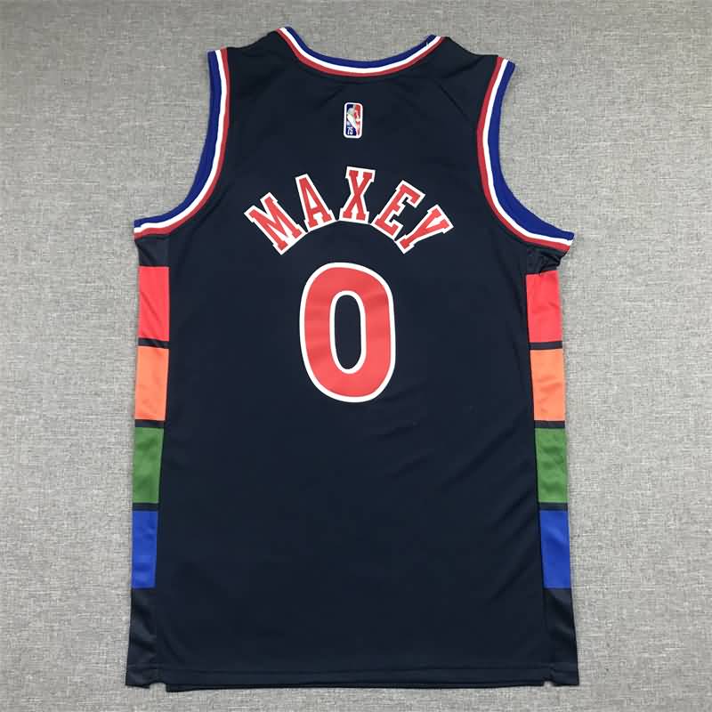 Philadelphia 76ers 21/22 Dark Blue #0 MAXEY City Basketball Jersey (Stitched)