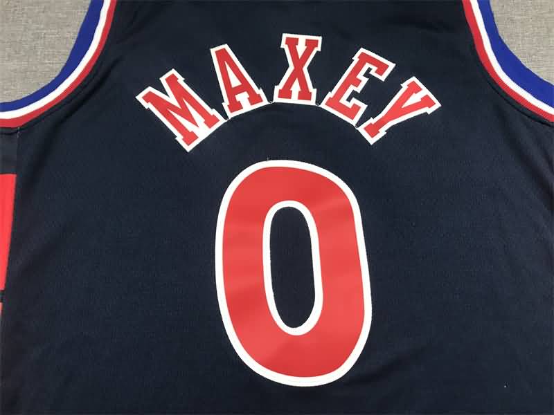 Philadelphia 76ers 21/22 Dark Blue #0 MAXEY City Basketball Jersey (Stitched)