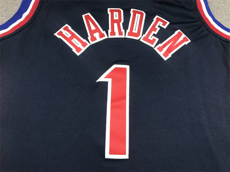 Philadelphia 76ers 21/22 Dark Blue #1 HARDEN City Basketball Jersey (Stitched)