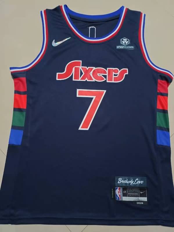 Philadelphia 76ers 21/22 Dark Blue #7 JOE City Basketball Jersey (Stitched)