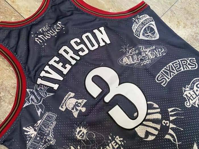 Philadelphia 76ers 1997/98 Black #3 IVERSON Classics Basketball Jersey 04 (Closely Stitched)
