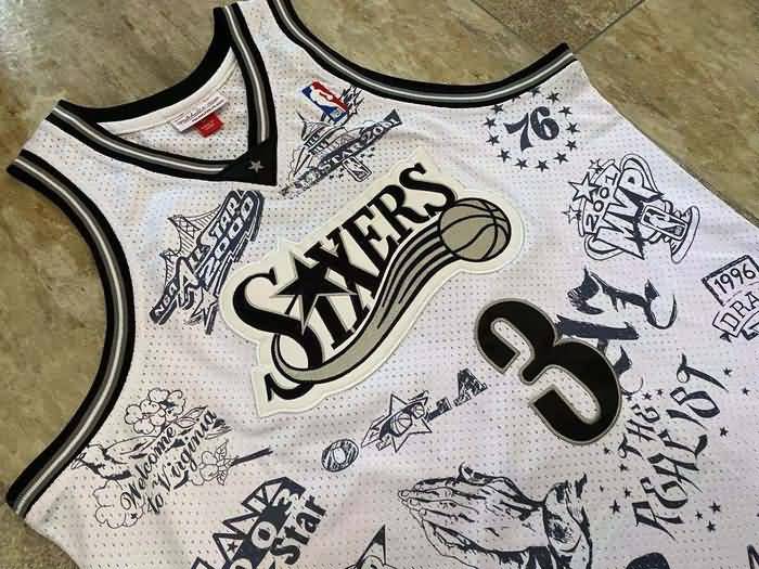 Philadelphia 76ers 1997/98 White #3 IVERSON Classics Basketball Jersey 02 (Closely Stitched)