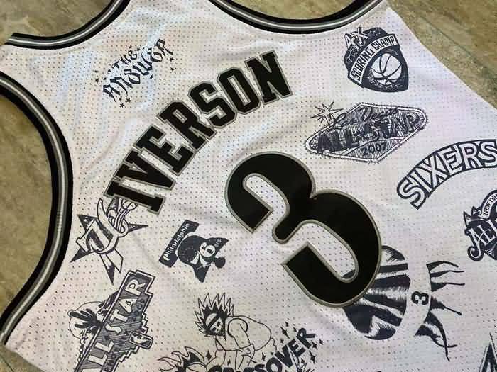Philadelphia 76ers 1997/98 White #3 IVERSON Classics Basketball Jersey 02 (Closely Stitched)