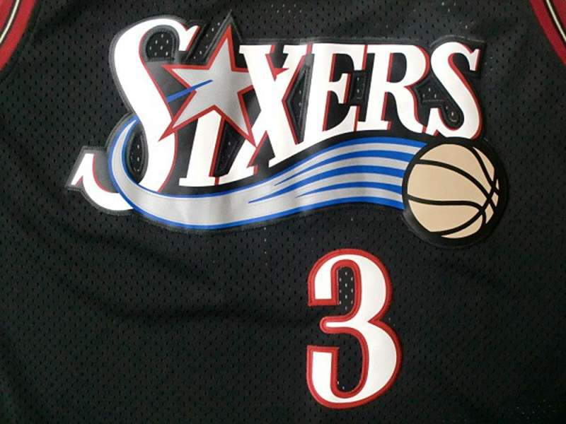 Philadelphia 76ers Black #3 IVERSON Classics Basketball Jersey (Stitched)