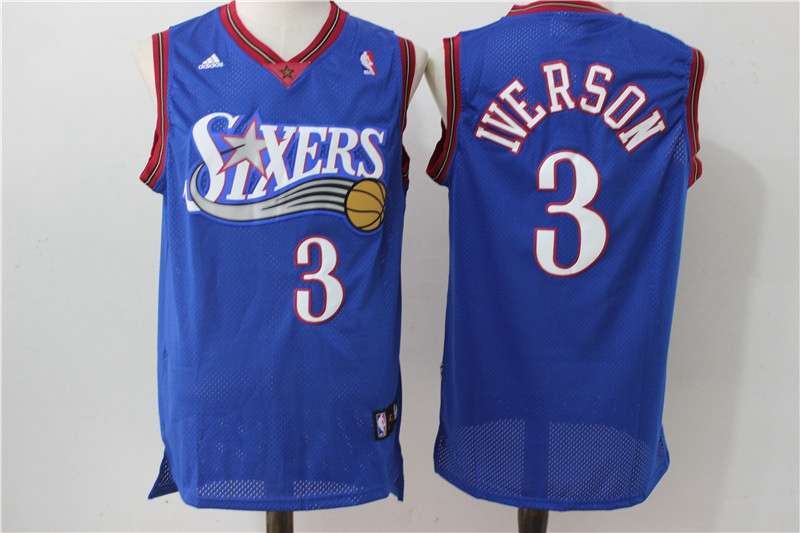 Philadelphia 76ers Blue #3 IVERSON Classics Basketball Jersey (Stitched)