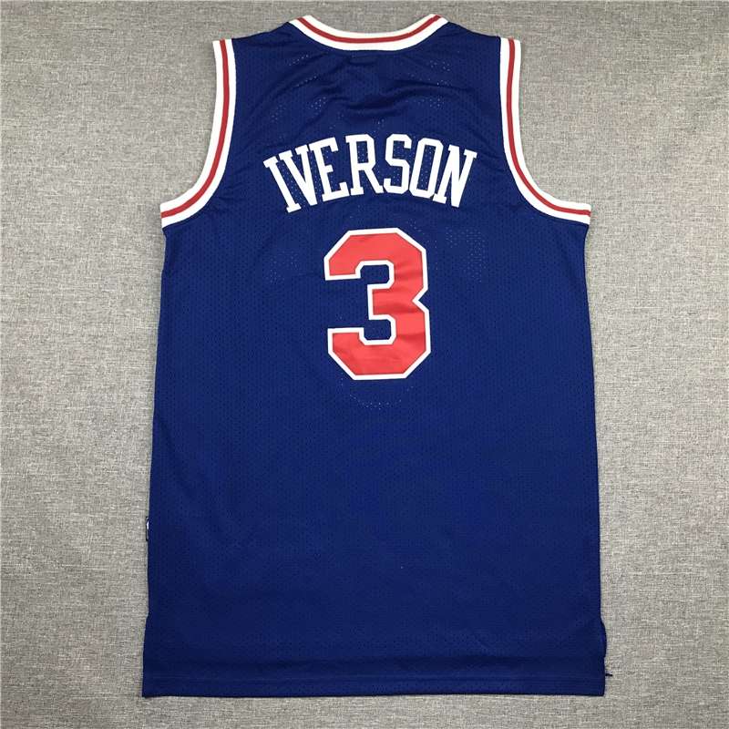 Philadelphia 76ers Blue #3 IVERSON 10th Anniversary Classics Basketball Jersey (Stitched)