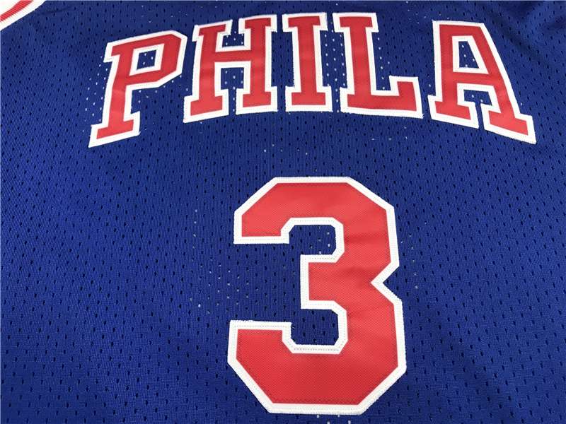 Philadelphia 76ers Blue #3 IVERSON 10th Anniversary Classics Basketball Jersey (Stitched)