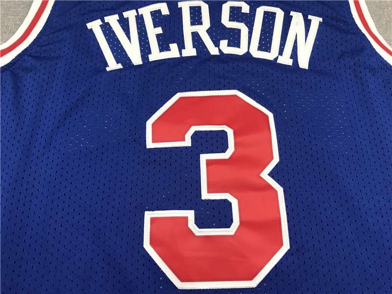 Philadelphia 76ers Blue #3 IVERSON 10th Anniversary Classics Basketball Jersey (Stitched)