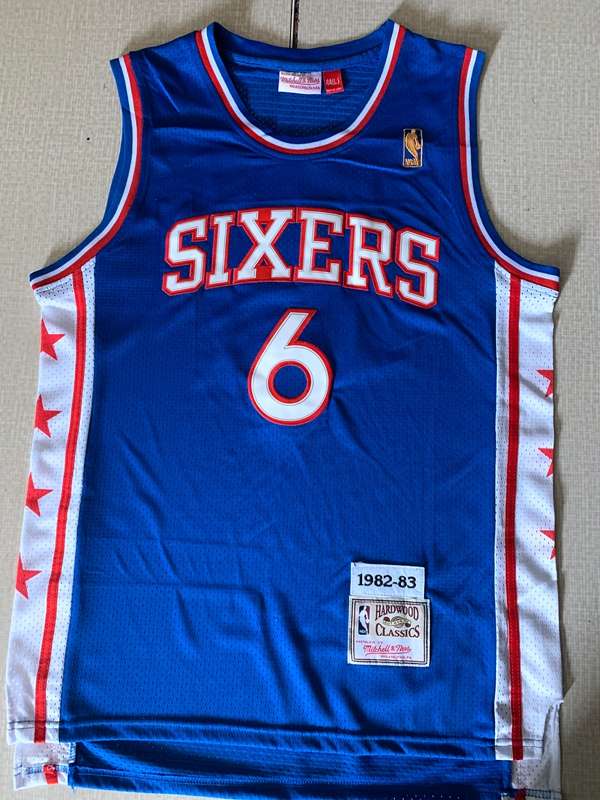 Philadelphia 76ers Blue #6 ERVING Classics Basketball Jersey (Stitched)