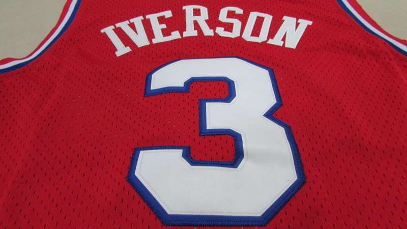 Philadelphia 76ers Red #3 IVERSON 10th Anniversary Classics Basketball Jersey (Stitched)