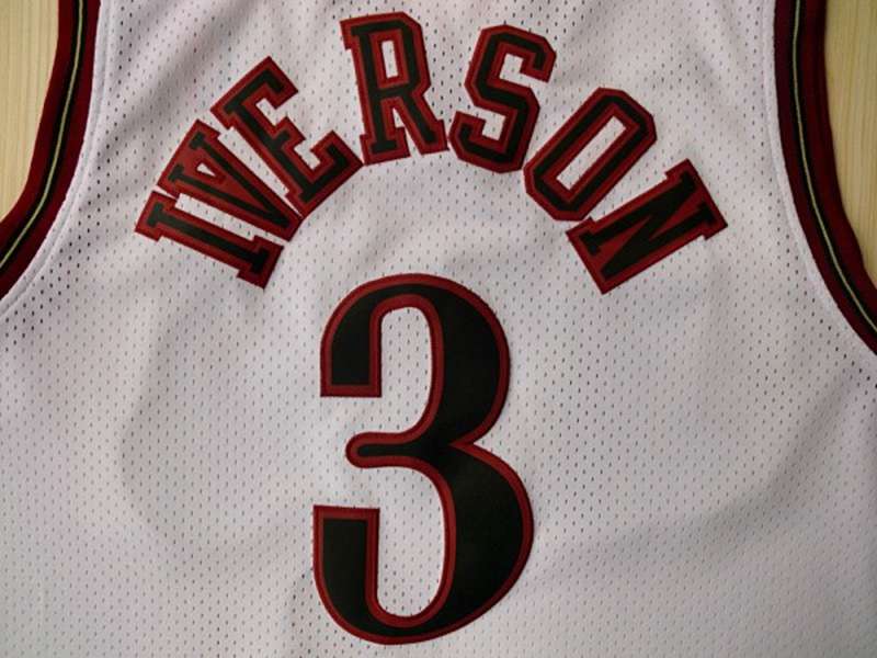 Philadelphia 76ers White #3 IVERSON Classics Basketball Jersey (Stitched)