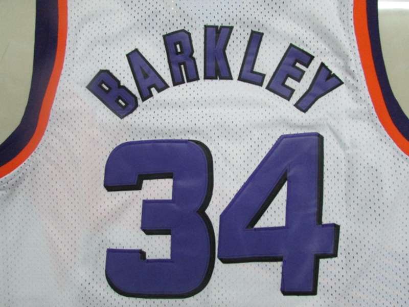 Phoenix Suns White #34 BARKLEY Classics Basketball Jersey (Stitched)