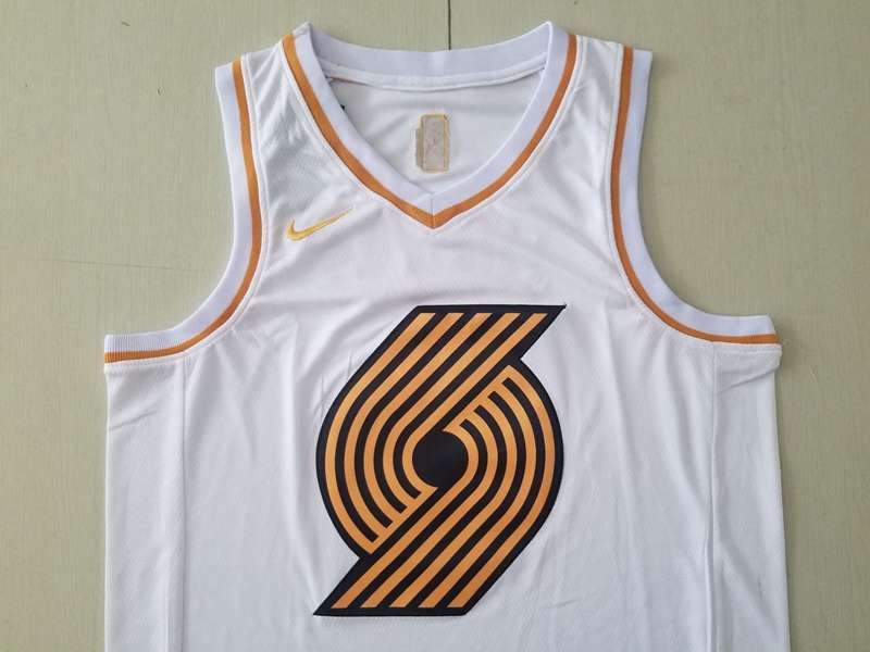 Portland Trail Blazers 2020 White Gold #00 ANTHONY Basketball Jersey (Stitched)