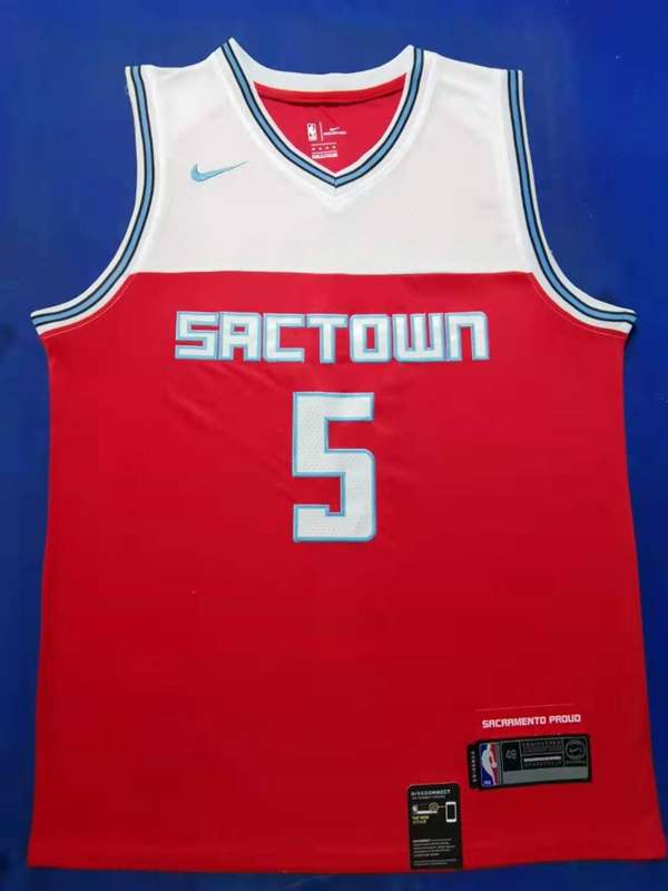 Sacramento Kings 2020 Red #5 FOX City Basketball Jersey (Stitched)