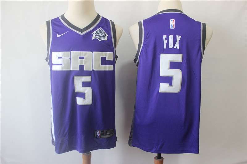Sacramento Kings Purple #5 FOX Classics Basketball Jersey (Stitched)