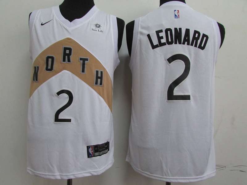 Toronto Raptors White #2 LEONARD City Basketball Jersey (Stitched)