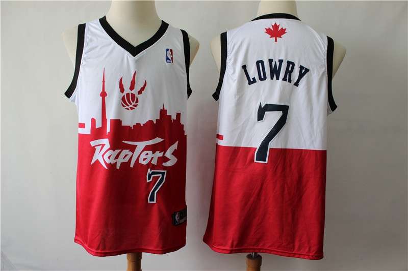 Toronto Raptors White Red #7 LOWRY City Basketball Jersey (Stitched)