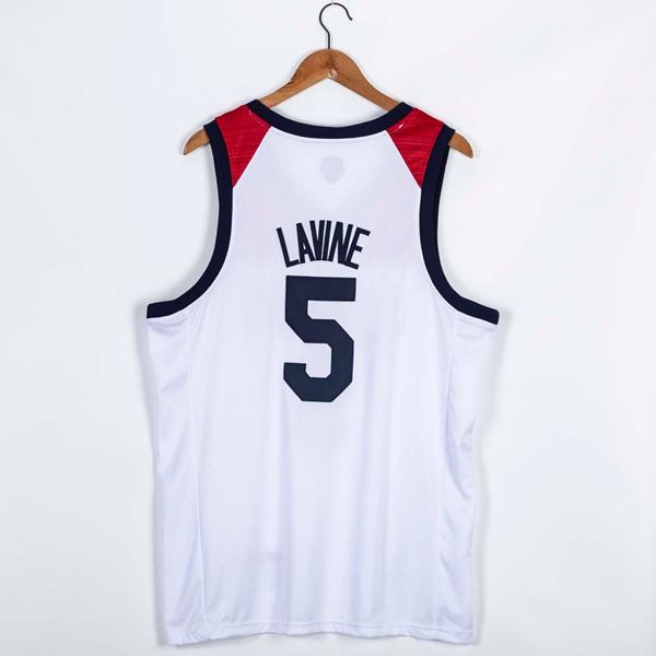 2021 USA White #5 LAVINE Basketball Jersey (Stitched)