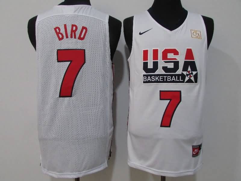 USA White #7 BIRD Classics Basketball Jersey (Stitched)