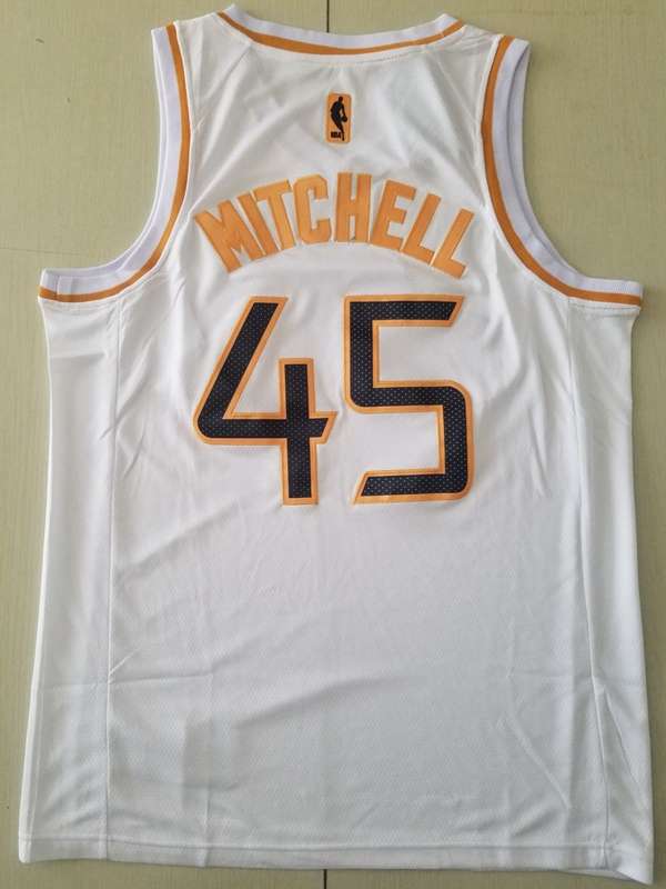 Utah Jazz 2020 White Gold #45 MITCHELL Basketball Jersey (Stitched)