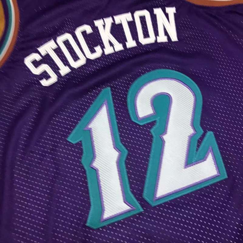 Utah Jazz 1996/97 Purple White #12 STOCKTON Classics Basketball Jersey (Closely Stitched)