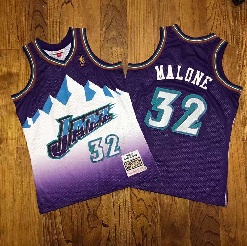 Utah Jazz 1996/97 Purple White #32 MALONE Classics Basketball Jersey (Closely Stitched)