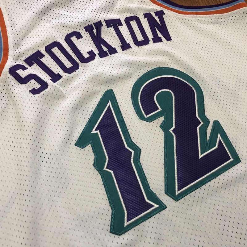 Utah Jazz 1996/97 White #12 STOCKTON Classics Basketball Jersey (Closely Stitched)