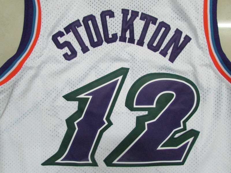 Utah Jazz White #12 STOCKTON Classics Basketball Jersey (Stitched)