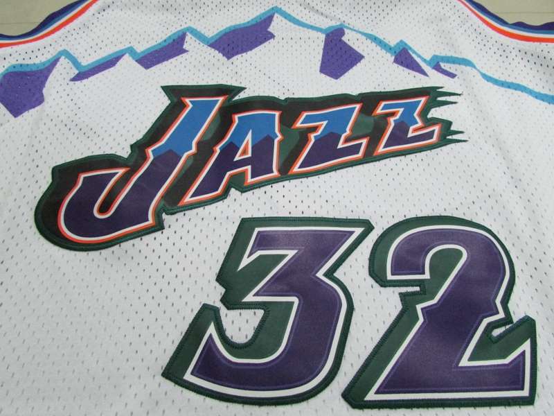 Utah Jazz White #32 MALONE Classics Basketball Jersey (Stitched)