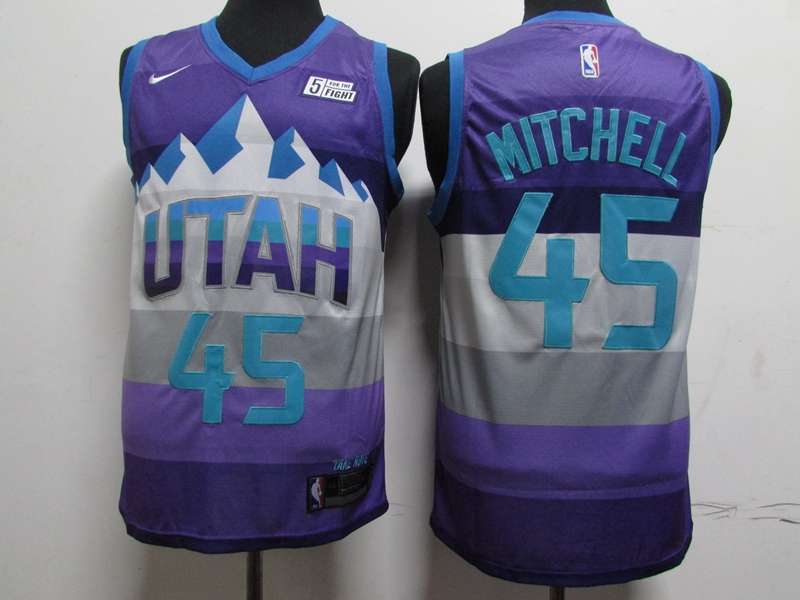 Utah Jazz Purple #45 MITCHELL City Basketball Jersey (Stitched)