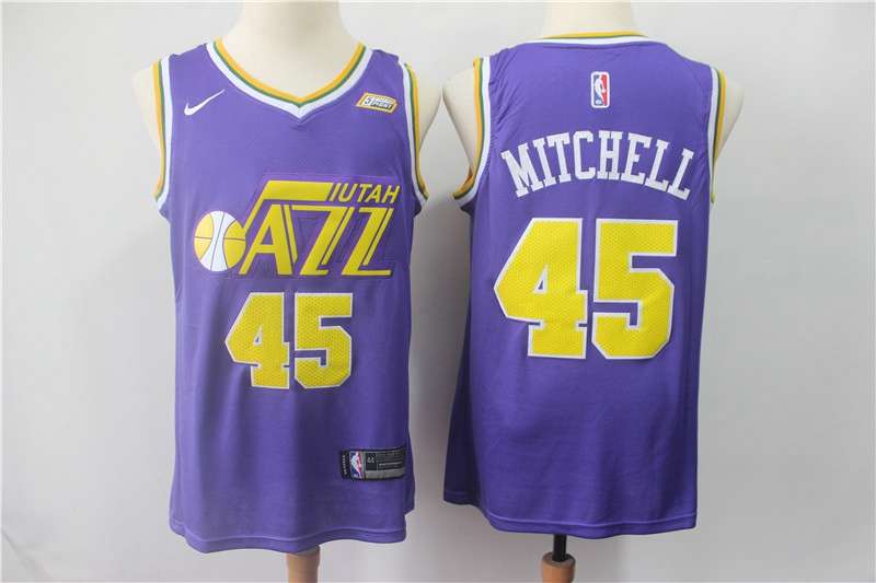 Utah Jazz Purple #45 MITCHELL Basketball Jersey (Stitched)