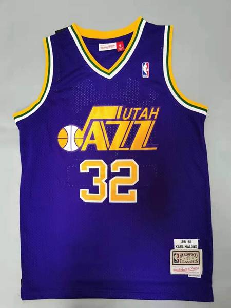 Utah Jazz 1991/92 Purple #32 K.MALONE Classics Basketball Jersey (Stitched)