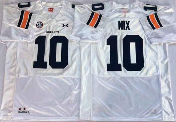 Auburn Tigers White #10 NIX NCAA Football Jersey