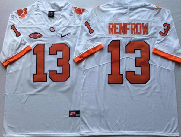 Clemson Tigers White #13 RENFROW NCAA Football Jersey