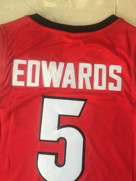 Georgia Bulldogs Red #5 EDWAROS NCAA Basketball Jersey