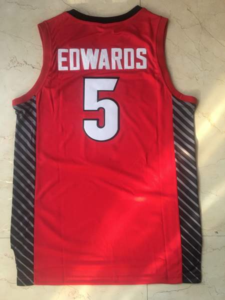 Georgia Bulldogs Red #5 EDWAROS NCAA Basketball Jersey