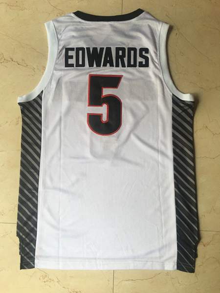 Georgia Bulldogs White #5 EDWAROS NCAA Basketball Jersey 02