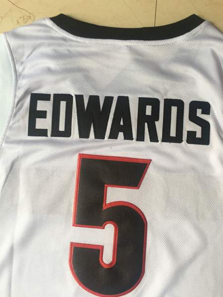 Georgia Bulldogs White #5 EDWAROS NCAA Basketball Jersey 02