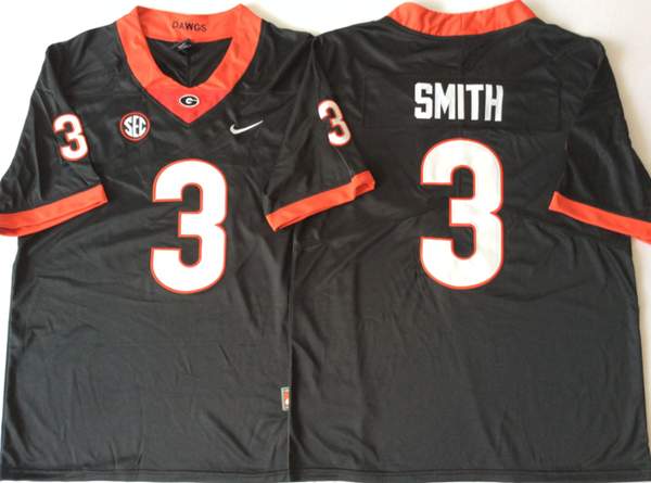 Georgia Bulldogs Black #3 SMITH NCAA Football Jersey