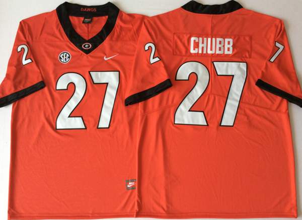 Georgia Bulldogs Orange #27 CHUBB NCAA Football Jersey