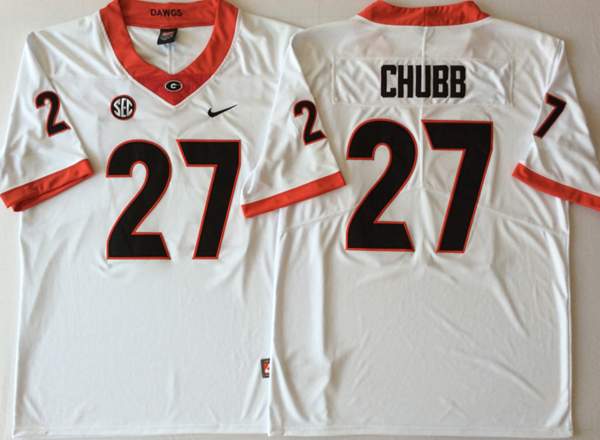 Georgia Bulldogs White #27 CHUBB NCAA Football Jersey