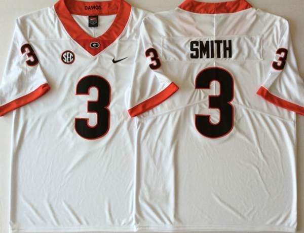 Georgia Bulldogs White #3 SMITH NCAA Football Jersey