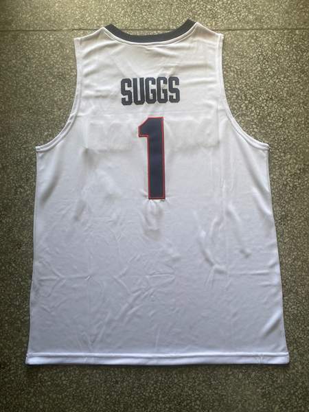 Gonzaga Bulldogs White #1 SUGGS NCAA Basketball Jersey 02