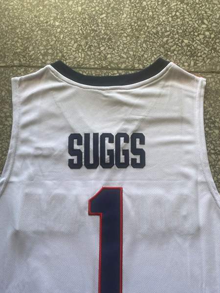 Gonzaga Bulldogs White #1 SUGGS NCAA Basketball Jersey 02