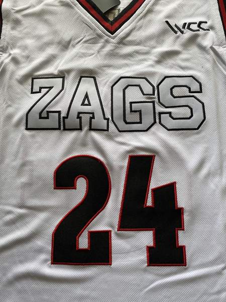 Gonzaga Bulldogs White #24 KISPERT NCAA Basketball Jersey 03