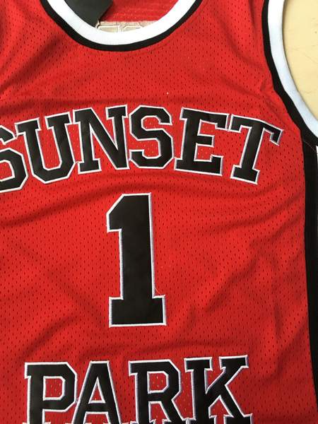 Sunset Park Red #1 SHORTY Basketball Jersey