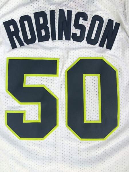 NAVY White #50 ROBINSON Basketball Jersey