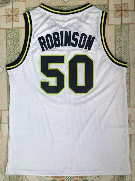 NAVY White #50 ROBINSON Basketball Jersey